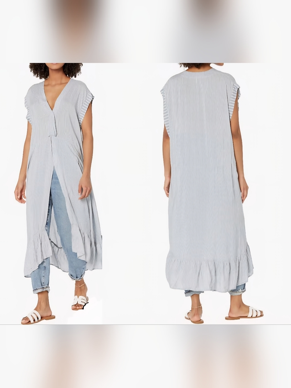 Free People Gone Sailing Maxi Dress Striped Tunic Coverup Boho Medium